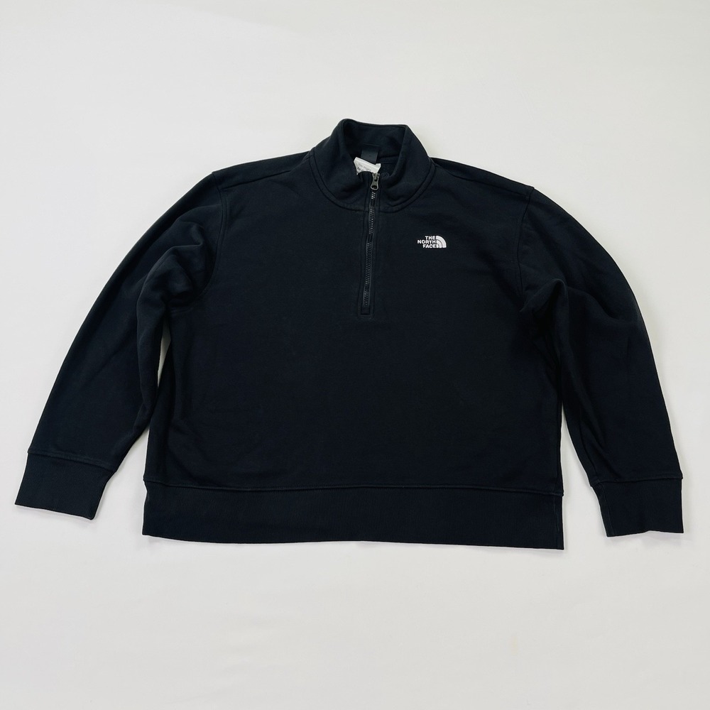 The North Face Sweatshirt Womens Medium Black Quarter Zip Fleece Lined Pullover